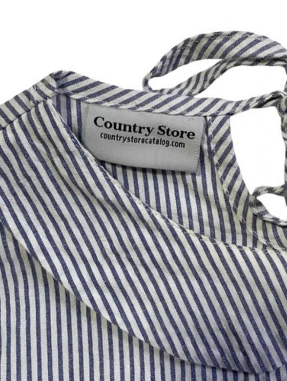 Country Store Blue White Striped Peter Pan Collar Shirt  Coastal Size Medium - Picture 2 of 5